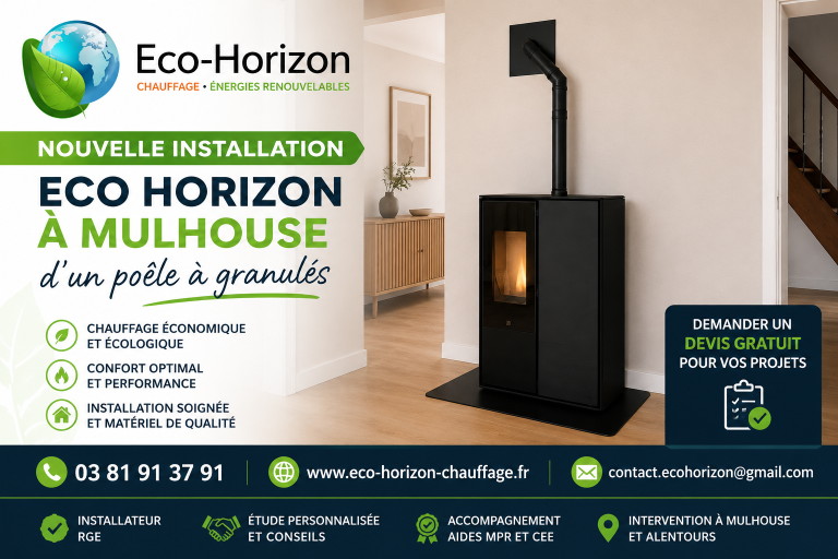 Nouvelle installation par Eco Horizon d'un poêle à granulés à Mulhouse